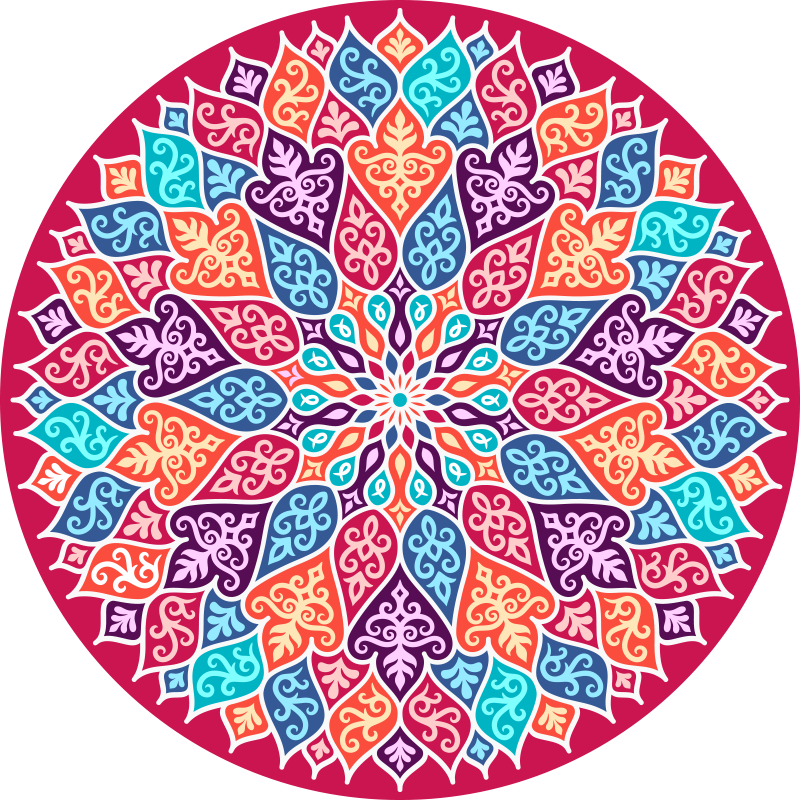 Colorful mandala design mandala vinyl rug - TenStickers