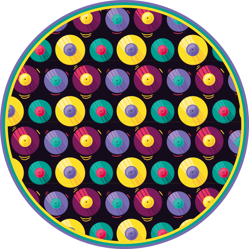 Retro Discs Composition gaming vinyl rug - TenStickers