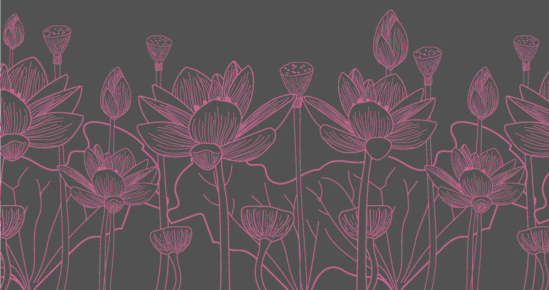 Lotus grey and pink floral vinyl rug - TenStickers