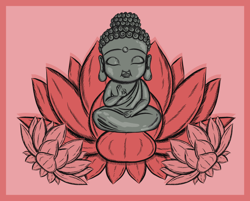 Meditative Buddha Artwork mandala vinyl rug - TenStickers