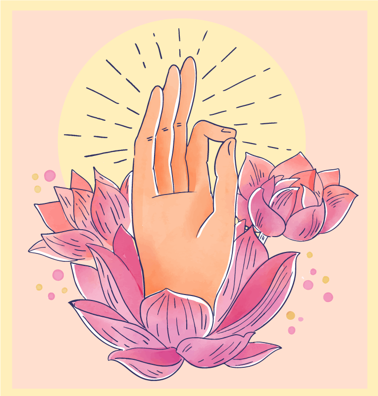 Spiritual Blossom Illustration mandala vinyl rug - TenStickers