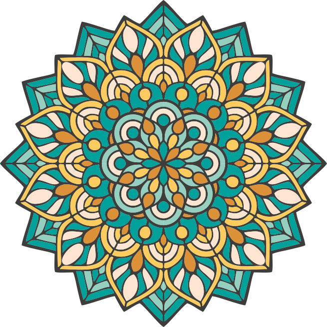 Complex colorful motif mandala vinyl rug - TenStickers