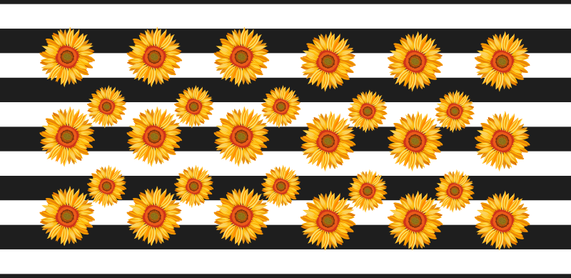 Sunflower Stripes floral vinyl rug - TenStickers