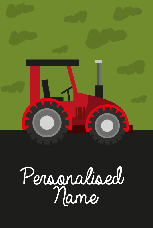 Green and black tractor personalised mat - TenStickers