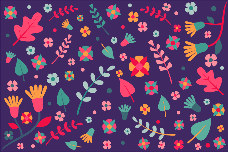 Blooming Color Explosion floral vinyl rug - TenStickers