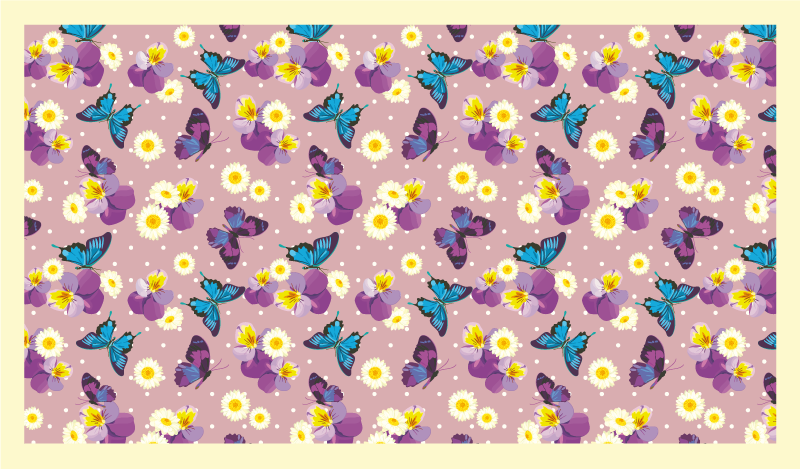 Butterfly Garden Array kids vinyl rug - TenStickers