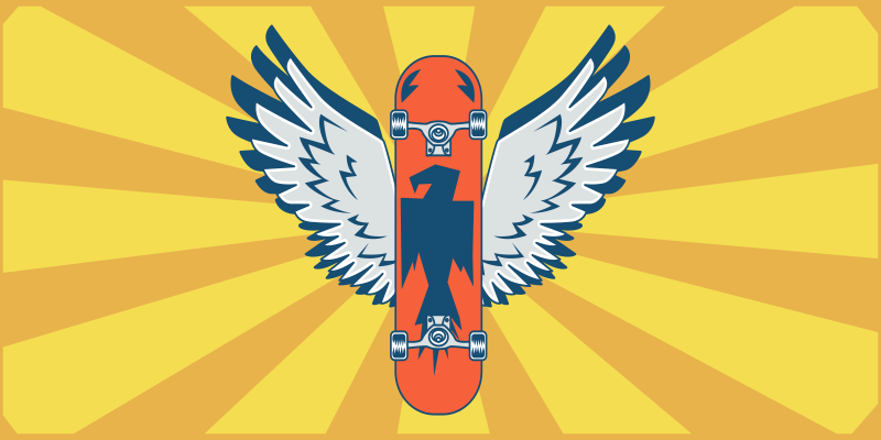 Orange skateboard teen vinyl rug - TenStickers