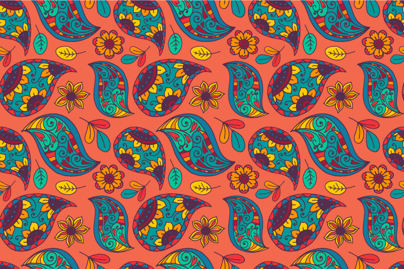 Floral vinyl rug with paisley floral pattern - TenStickers