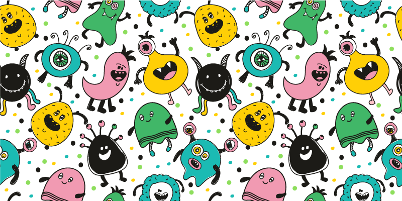 Playful Monster Illustration kids vinyl rug - TenStickers