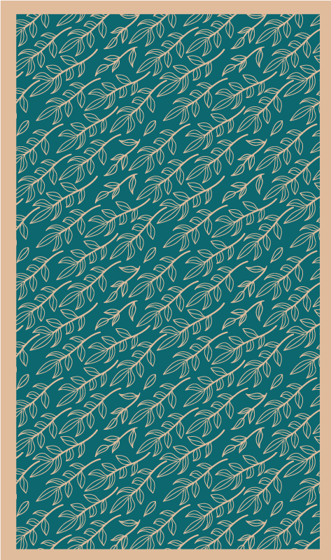 Green graceful leaves floral vinyl rug - TenStickers