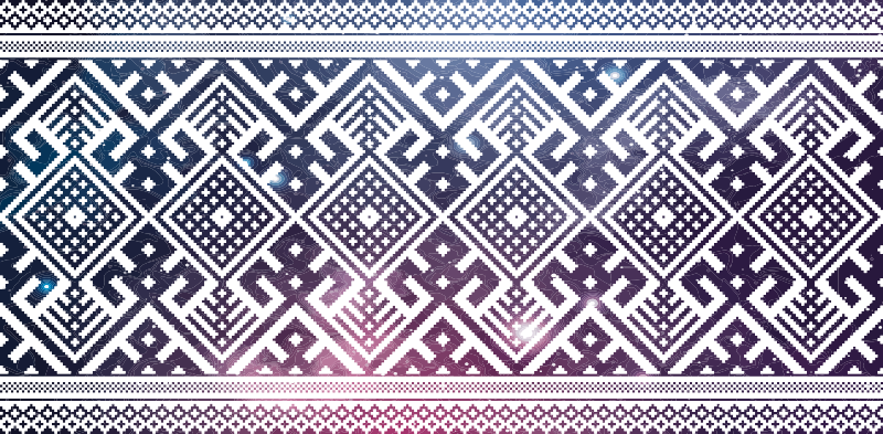 Cosmic pixel weave ethnic vinyl rug - TenStickers
