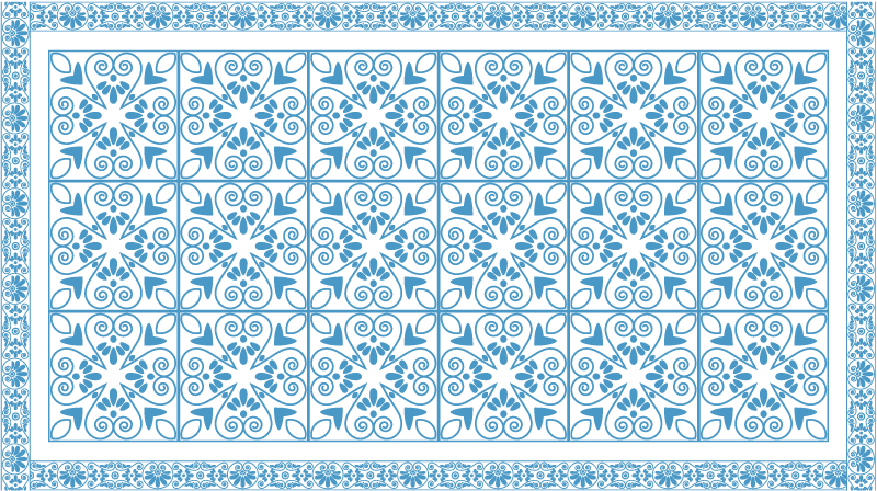 Ornamental blue kitchen floor tiles - TenStickers