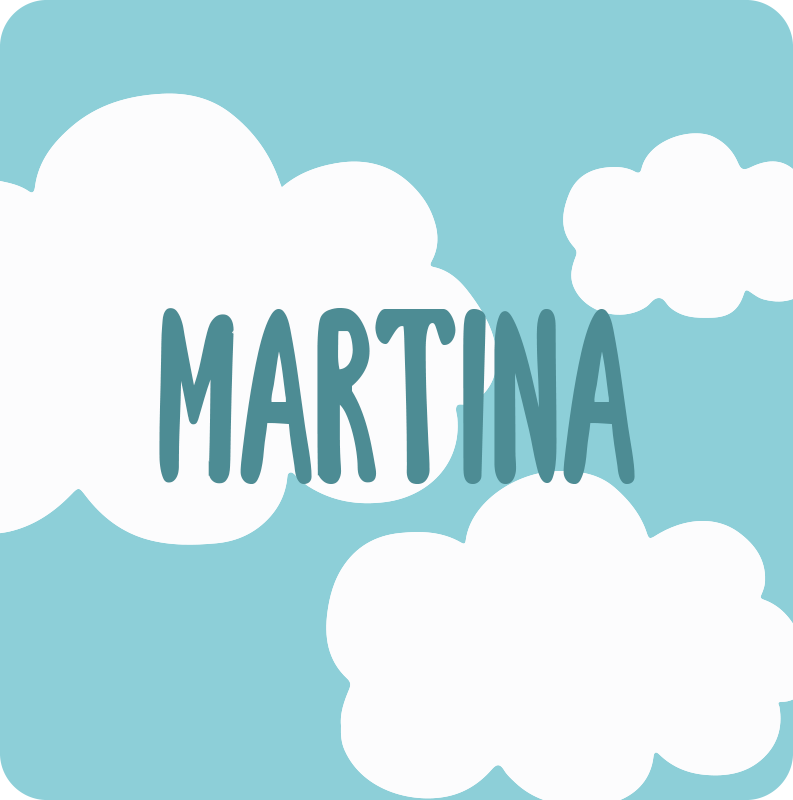 Sky and clouds with name personalised mat - TenStickers