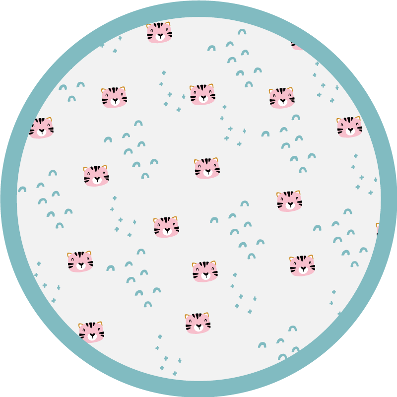 Blue rainbows and pink cats kids vinyl rug - TenStickers