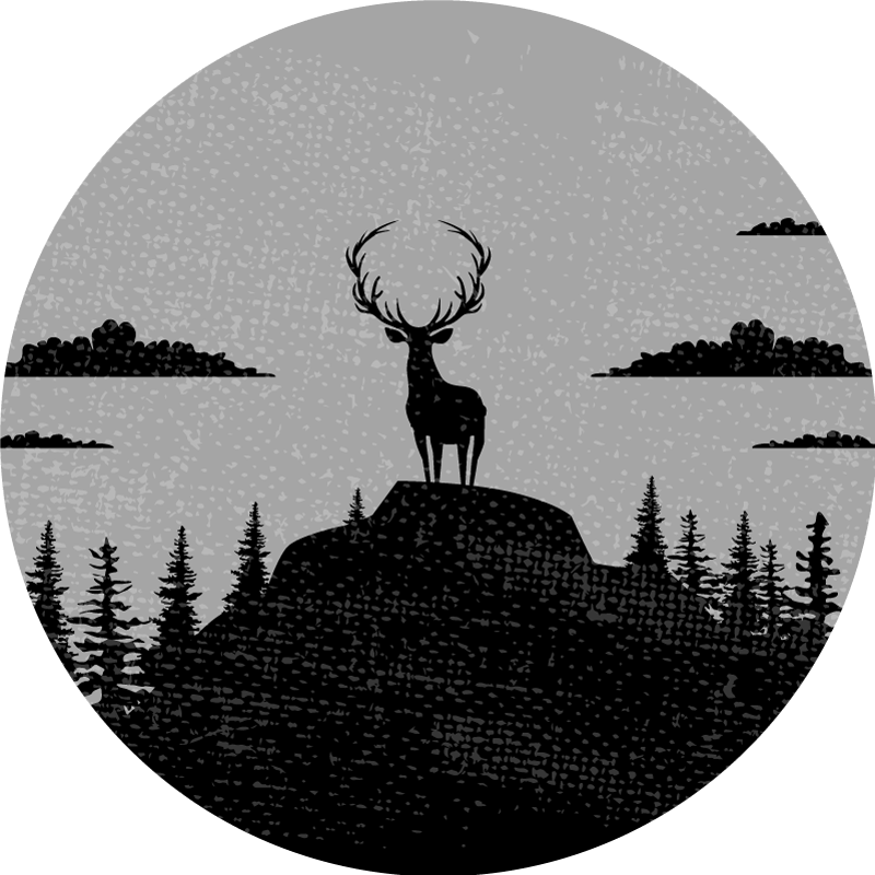 Majestic Deer Silhouette nature vinyl rug - TenStickers