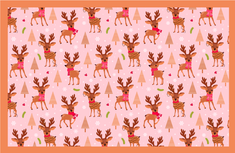 Reindeer pink theme Christmas vinyl rug - TenStickers