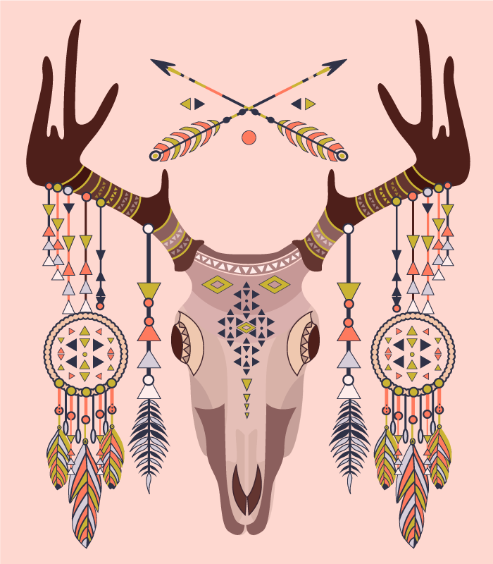 Stylish Antler Motif ethnic vinyl rug - TenStickers