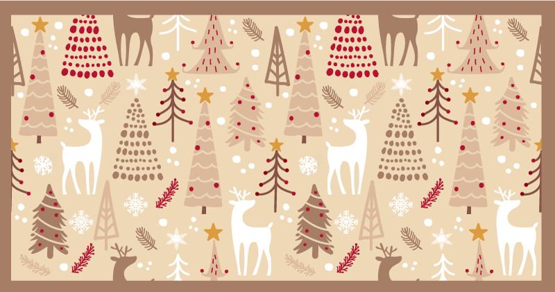 Festive Woodland Scene scandinavian vinyl rug - TenStickers