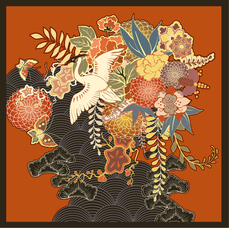 Elaborate Botanical Element floral vinyl rug - TenStickers