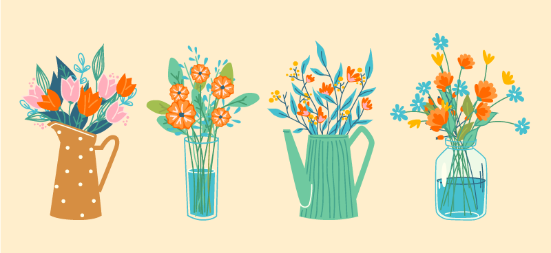 Botanical Centerpiece Arrangement floral vinyl rug - TenStickers