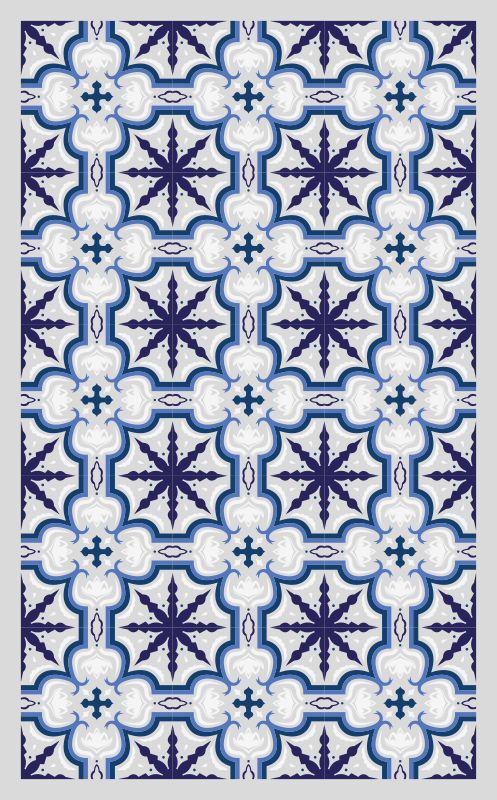 Intricate Blue Pattern tile vinyl rug - TenStickers