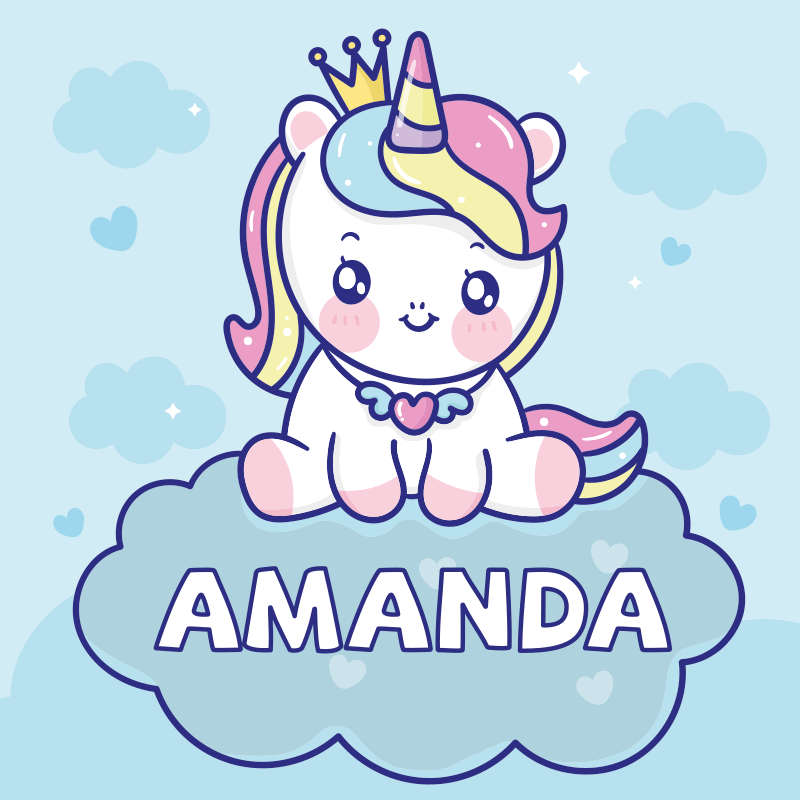 Cute baby unicorn personalised mat - TenStickers