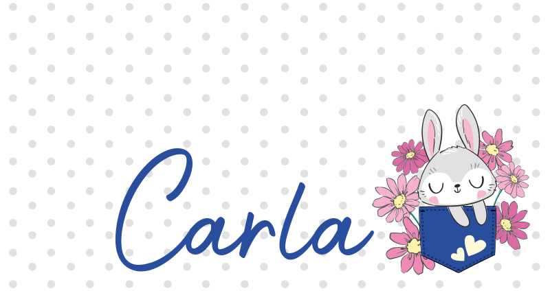 Grey bunny with name kids vinyl rug - TenStickers