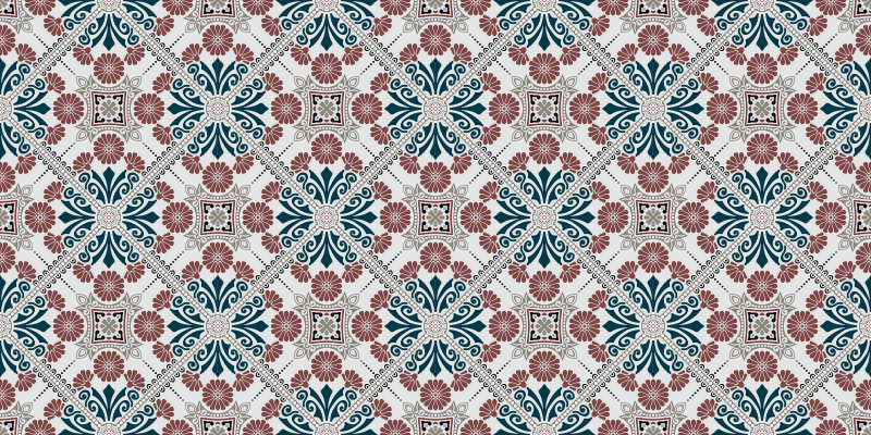 Botanical arrangement tile vinyl rug - TenStickers