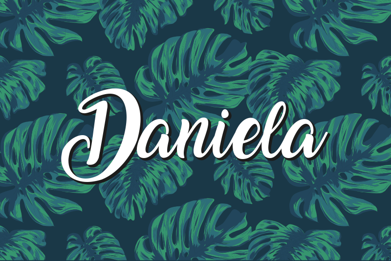 Tropical leaves with name teenage bedroom vinyl rug - TenStickers