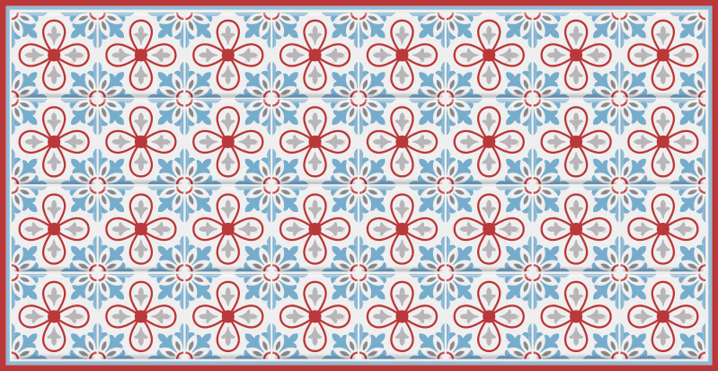 Blue and red Moroccan tiles kitchen  vinyl rug - TenStickers