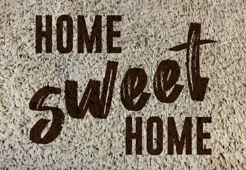 Fluffy home sweet home custom vinyl rug - TenStickers