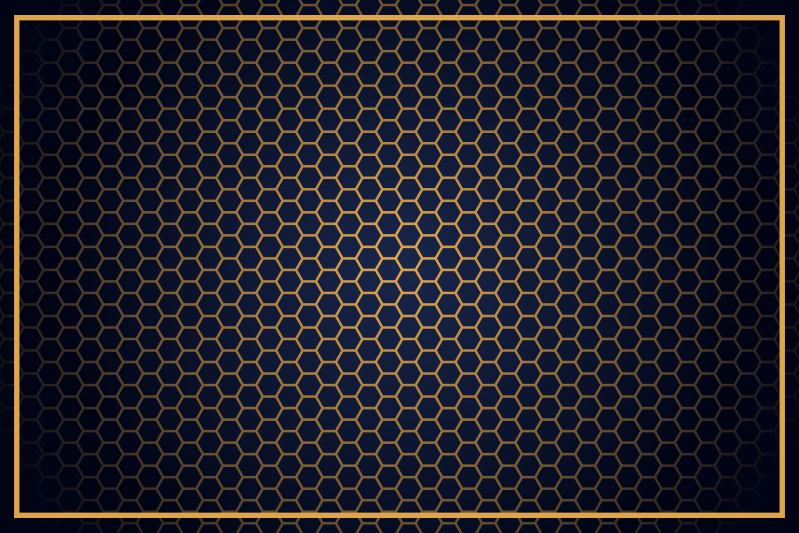 Golden and blue hexagons geometric rugs - TenStickers