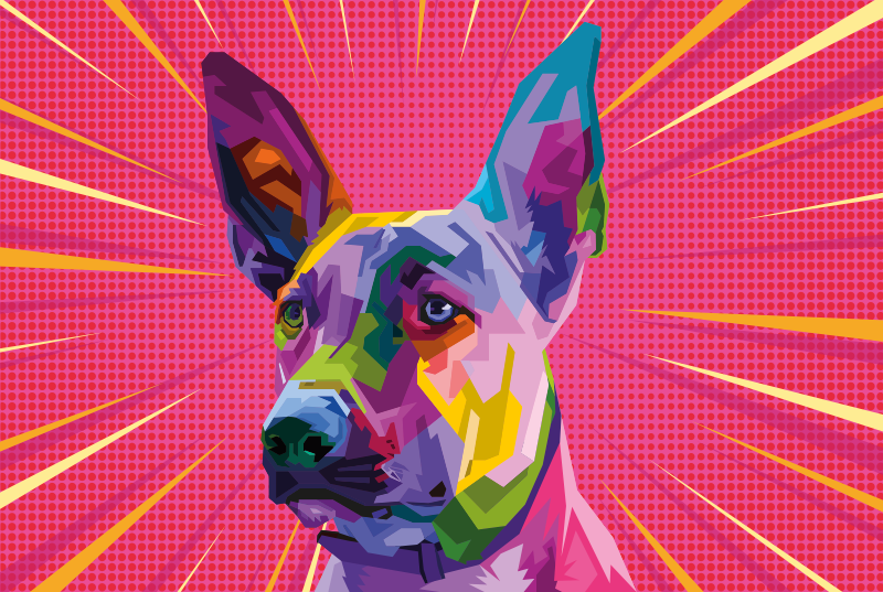 Rainbow pop art dog animal vinyl rug - TenStickers