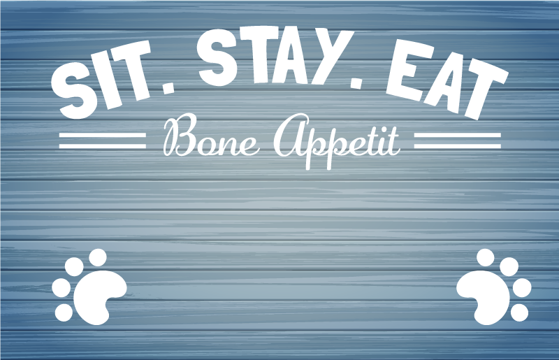 Sit stay eat animal blue vinyl rug - TenStickers