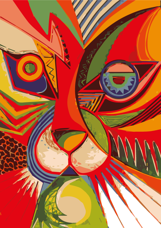 Colorful cat face animal vinyl rug - TenStickers