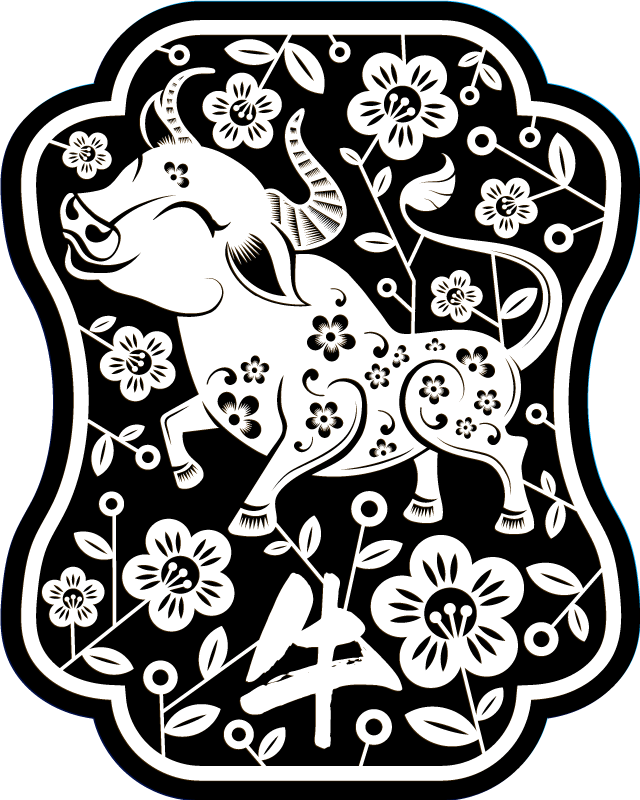 Elegant floral bull animal vinyl rug - TenStickers