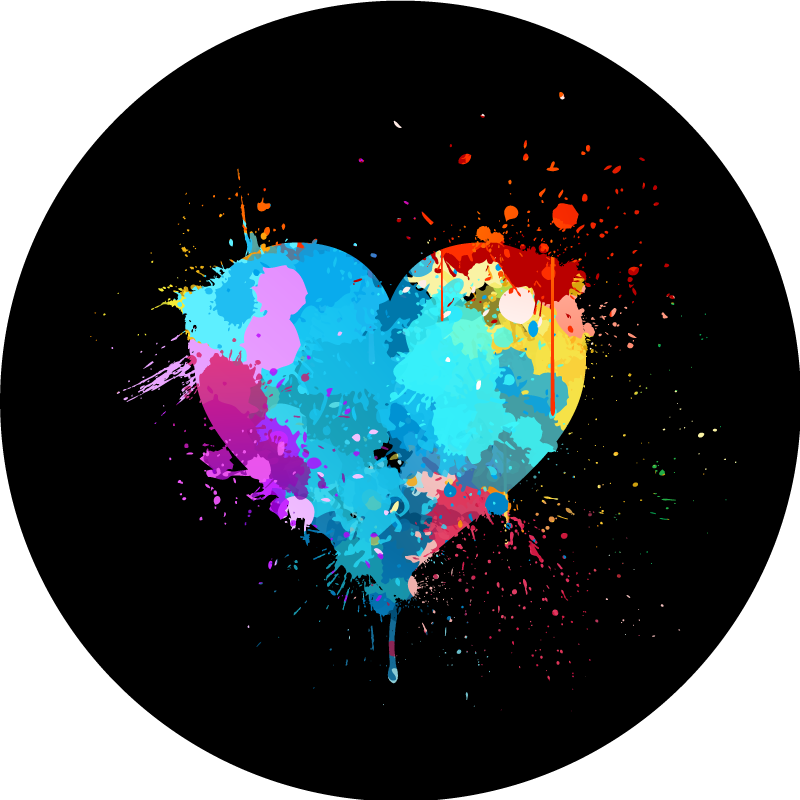 Colorful heart splash teenage bedroom vinyl rug - TenStickers