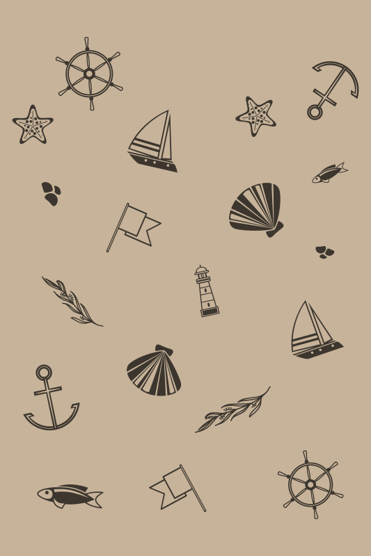 Nautical Icons kids vinyl rug - TenStickers