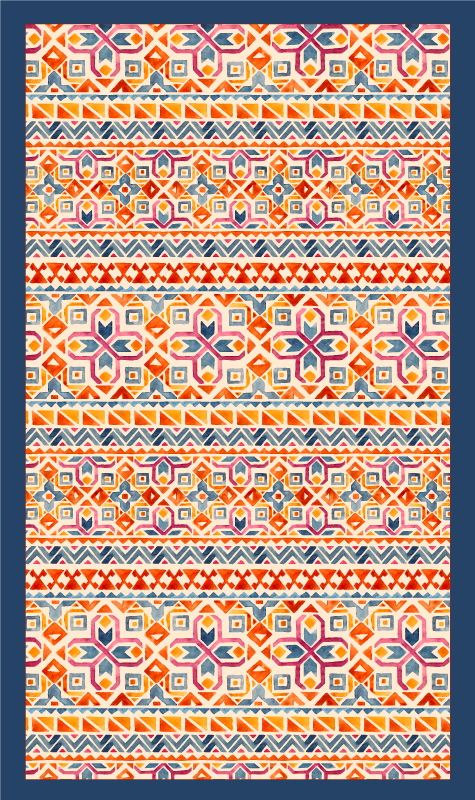 World map vinyl rug with lively geometric designs - TenStickers