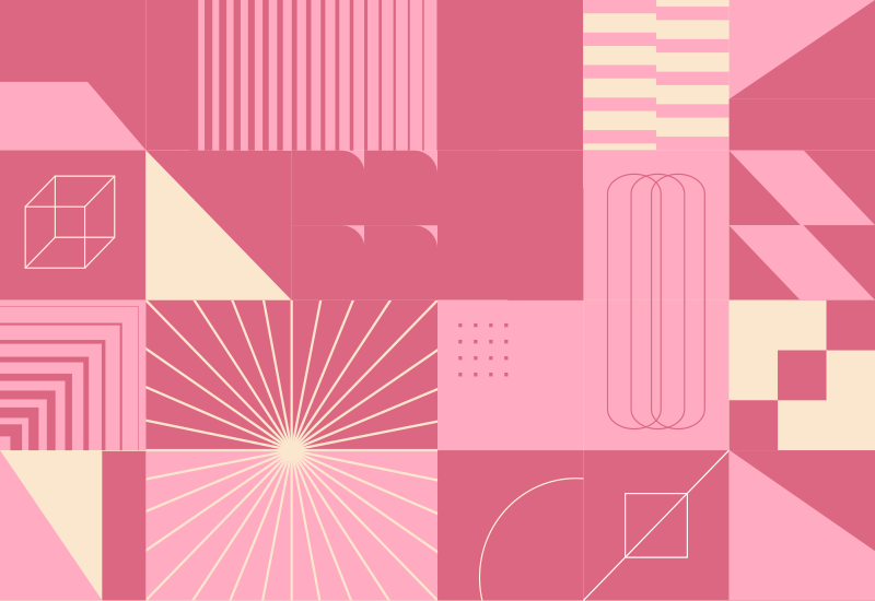 Geometric pink patterns modern vinyl rug - TenStickers