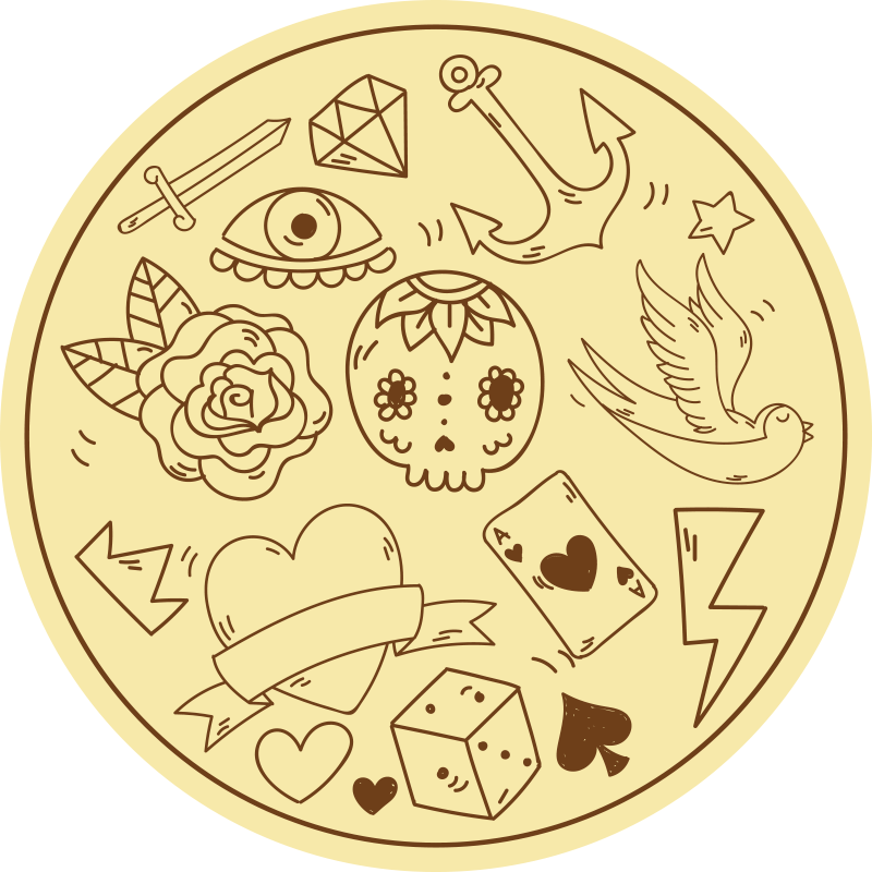 Tattoo symbols teenage bedroom vinyl rug - TenStickers