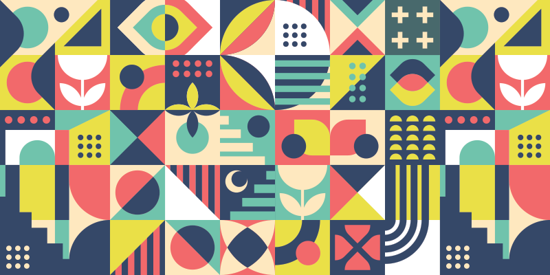 Lively shapes geometric vinyl rug - TenStickers