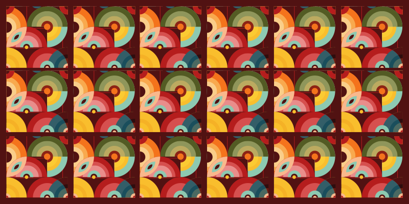 Retro colorful circular shapes vintage vinyl rug - TenStickers