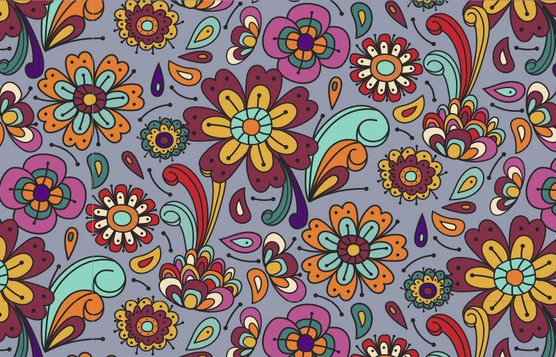 Vibrant Botanical Motifs floral vinyl rug - TenStickers