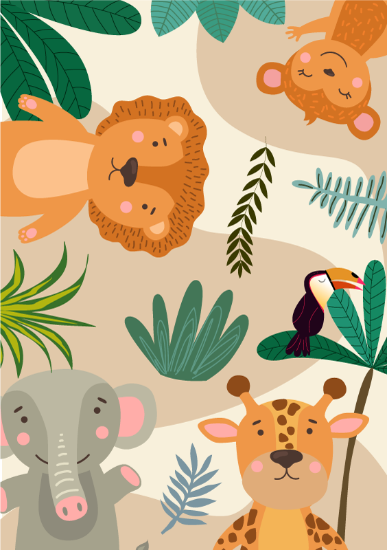 Safari Jungle Friends nursery vinyl rug - TenStickers