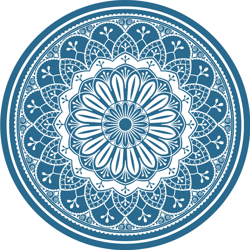 Elegant blue mandala mandala vinyl rug - TenStickers