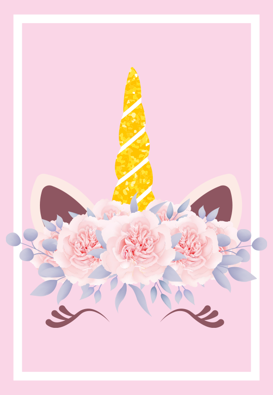 Unicorn with roses baby play mat - TenStickers