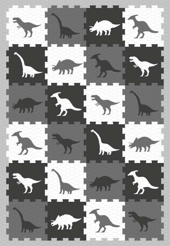 Grey dinosaur motif kids vinyl rug - TenStickers