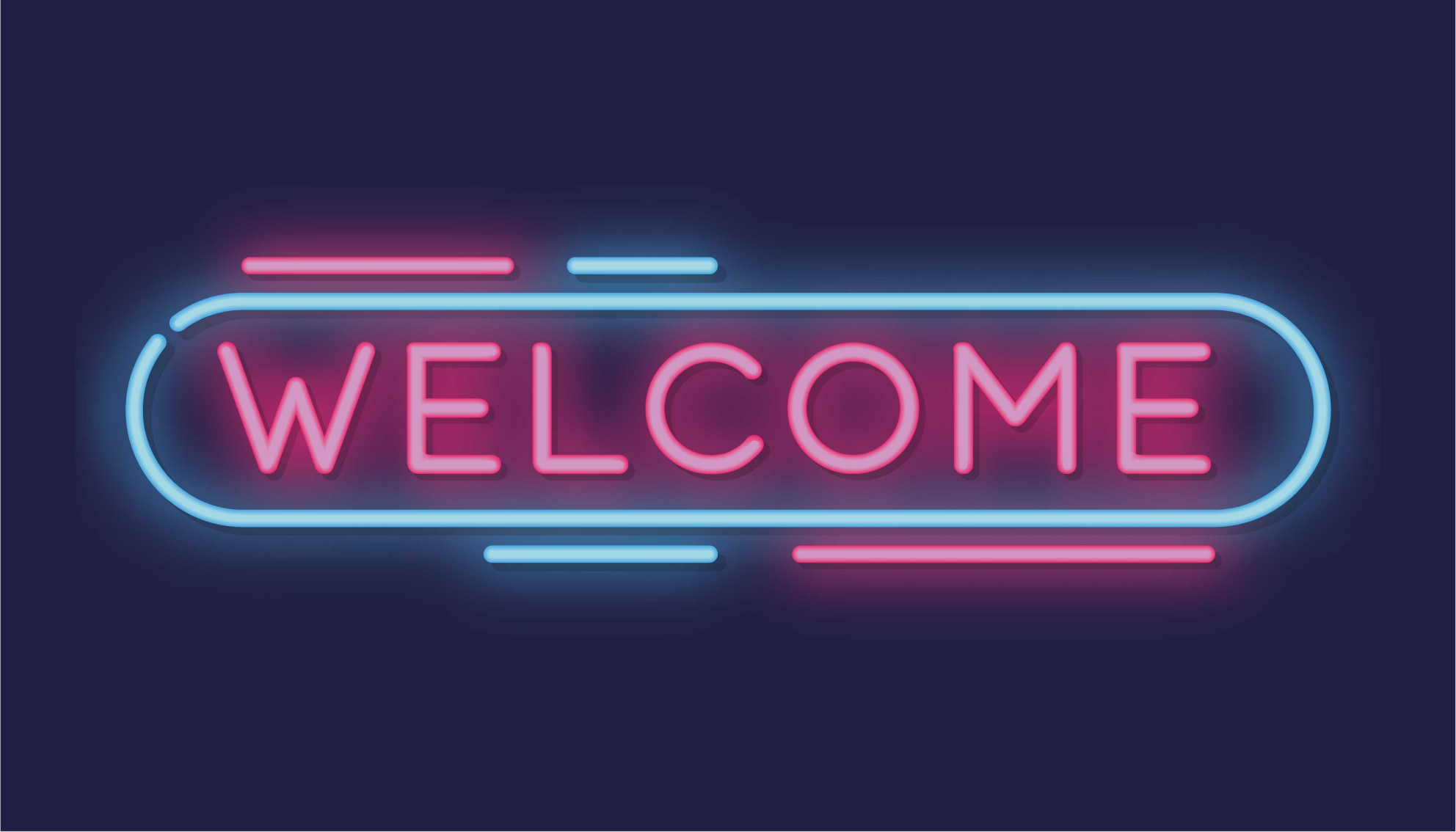 Welcome neon design entrance hall tiles - TenStickers