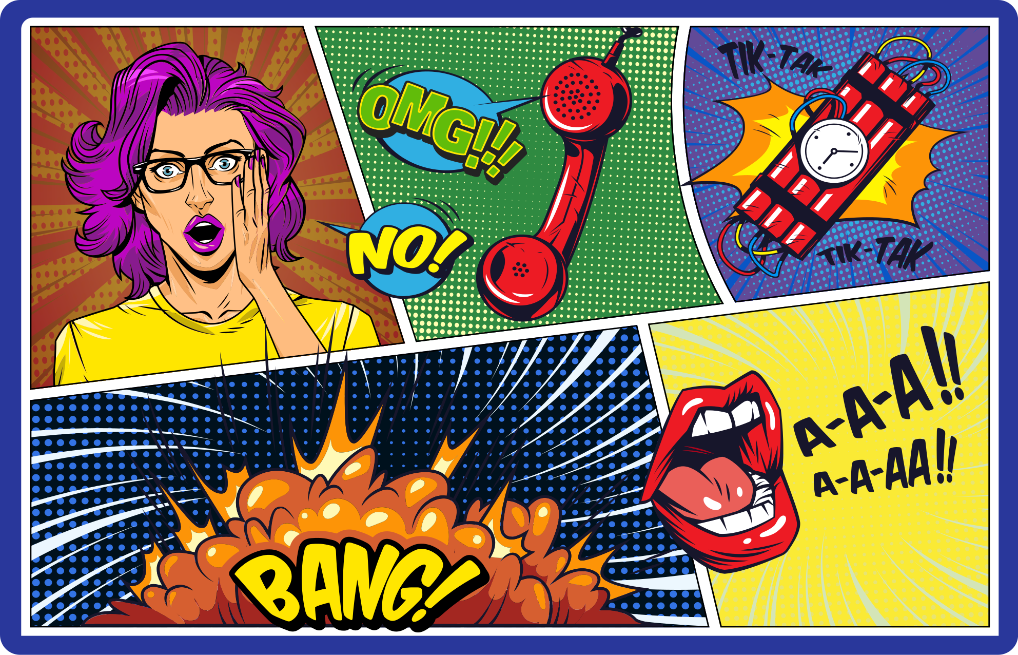 Comic style reactions teenage bedroom vinyl rug - TenStickers